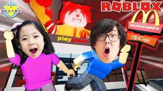 Escape From McDonalds Obby Lets Play Roblox with Kate and Daddy