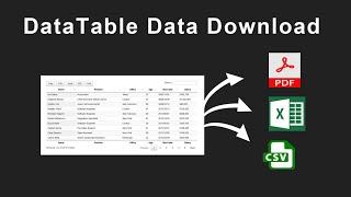 Data Table Export Table Data in PDF Excel CSV  DataTable JS Download Table Data