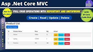 Client Side Validations  CRUD Operations in ASp.Net Core with Unit of work  Repository Pattern