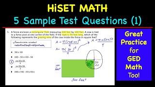 HiSET Math 5 Sample Test Questions 1