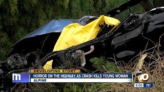 Horror on the highway in crash that killed young woman