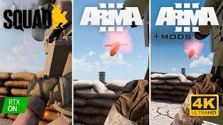 Squad and ArmA 3 - Direct comparison Turrets - Vanilla and Mods edition 4K RTX 3090