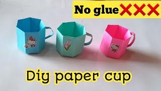 Diy paper cupNo glue paper craftOne sheet paper craftDiy paper craft without glueThe easy art