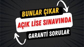 Açık Lise Sınavlarında Bunlar Çıkar  Tam Seri