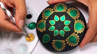 Mandala Art Peacock Stone Dot Painting Rocks Tutorial  How to Paint Mandala for Beginners #mandala