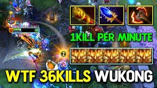 WTF 36KILLS Hard Carry Monkey King Aghs Scepter OP Soldier Wukong 100% 1Kill Per Minute 7.37b DotA 2