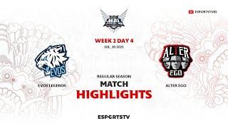 EVOS Legends vs Alter Ego HIGHLIGHTS MPL ID S12  AE vs EVOS