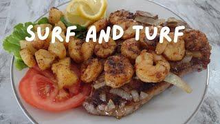 T-Bone steak with Shrimp Recipe  Surf and Turf