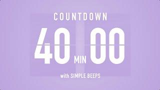 40 Min Countdown Flip Clock Timer  Simple Beeps 🫐 