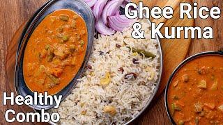 Ghee Rice & Red Coloured Veg Kurma Combo Meal Recipe - Wedding Catering Style  Nei Choru Kurma