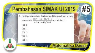 Pembahasan SIMAK UI 2019 Matematika Dasar Nomor 5 Pertidaksamaan