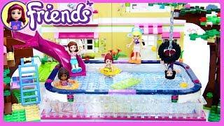 Lego Friends Big Swimming Pool in Olivias Backyard Custom Build Silly Play Kids Toys