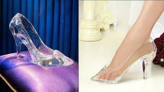 Beautiful Cinderella glass transparent sandals design.