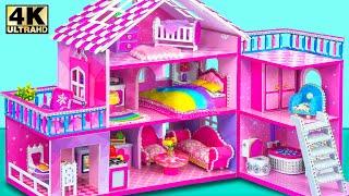Make 3-Storey Pink Mansion with 10 Perfect Rooms from Cardboard ️ DIY Miniature Cardboard House