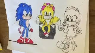 BUSY FAMILY_Daughter#1 Draw SONIC TAILS and AMY FNF 산만한 가족 소닉 테일즈 에이미 프나펑 그리기