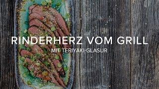 Rinderherz mit Teriyaki-Glasur vom Grill