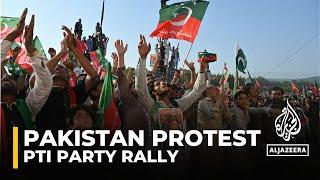 Thousands of protesters gathered at a rally organised by former Pakistani PM Imran Khan