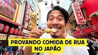 Provando comida de rua no Japão Osaka