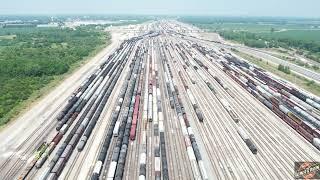 HUMP YARD in ACTION at BNSF GALESBURG YARD Trains shoving the hill and drone views