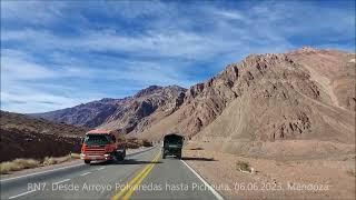 Por la Ruta Nacional 7 desde el Arroyo Polvaredas hasta Picheuta. Mendoza 06.06.2023