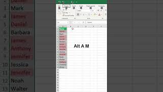 Excel shortcut to highlight and remove duplicate names