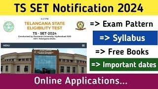 TS SET Notification 2024  Telangana State Eligibility Test Notification 2024  TS SET Books