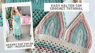 Granny Pop Halter Top Crochet Pattern