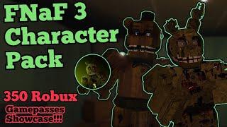 FNaF 3 - Character Pack Gamepass Showcase  Leftys Roleplay  Roblox