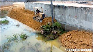 Finally 100% Techniques Building New Road Connecting By Operator Skills Dozer Spreading Stone