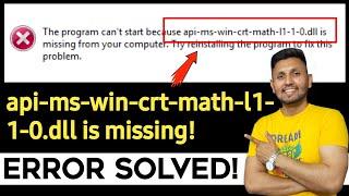 api-ms-win-crt-math-l1-1-0.dll Is MISSSING  Error SOLVED Permanently  dll Missing Error Windows