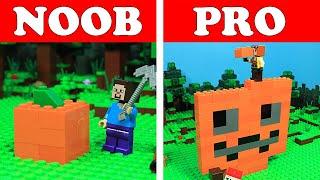 Lego Minecraft NOOB vs PRO - HALLOWEEN Pumpkin Build Challenge - Animation