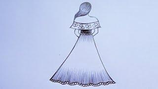 how to draw a girl body with clothes  drawing of girl with Beautiful dress  how to draw a girl