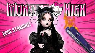 How to Flat Iron Saran Doll Hair the CORRECT Way Monster High Vampire Heart Draculaura Restyle