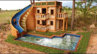 Build  Water Slide Park  Into Underground Swimming Pool and Swimming pool Top 3 Story Design House