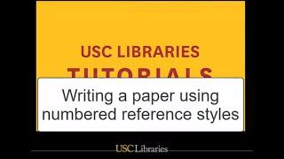 Writing a Paper using Numbered References