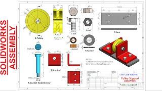 Pulley Support Assembly in SolidWorks