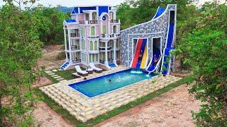 Full VideosBuild Creative Modern Water Slide Park &Underground Swimming Pool With Beautiful Villa