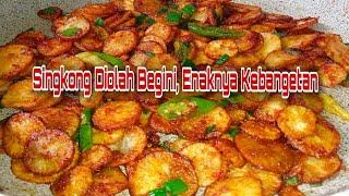 Resep Sambal Goreng Singkong Pedas⁉️Enak Banget Dijadikan Lauk Makan Berasa Makan Daging Rendang‼️