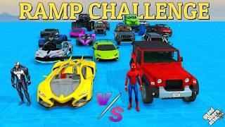 SPIDER MAN VS VENOM RAMP CHALLENGE IN GTA5 2024 #gta5 #spiderman #car