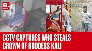 CCTV Captures Moment Man Steals Crown of Goddess Kali Gifted by PM Modi to Bangladesh