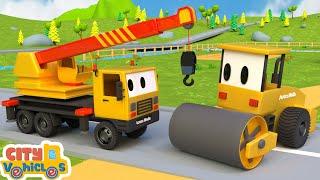 Construction Vehicles build new house after making brick- -bulldozer dump truck  for kids.