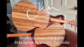 Sitka Spruce vs Red Cedar Soundboard Comparison Workshop Demo - JKM Guitars