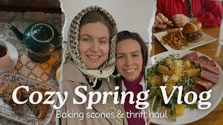 Spring Cozy Vlog  Baking Scones & Thrift Haul  Cottagecore Kitchen