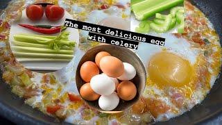 The most delicious egg with celery