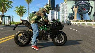 Kawasaki Ninja H2 - The Crew 2  Logitech g29 gameplay