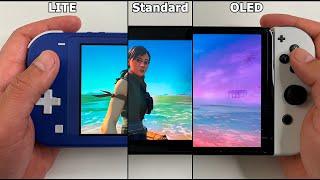 Fortnite Side by Side Comparison  Nintendo Switch LITE vs. Standard vs. OLED