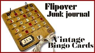 FLIPOVER JUNKJOURNAL MADE WITH 2 VINTAGE BINGO CARDS - #junkjournalideas #papercraft