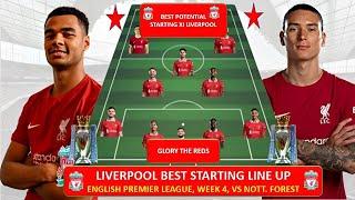 LIVERPOOL VS NOTTINGHAM FOREST  LIVERPOOL POTENTIAL STARTING LINEUP PREMIER LEAGUE WEEK 4 202425