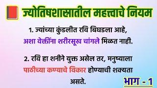  ज्योतिषशास्रातील महत्त्वाचे नियम - भाग 1  Vastu Tips For Home