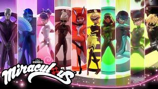 MIRACULOUS   ALL TRANSFORMATIONS - Season 1 to 3   Tales of Ladybug and Cat Noir